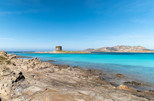 Guardtower at La Pelosa beach in Sardinia 