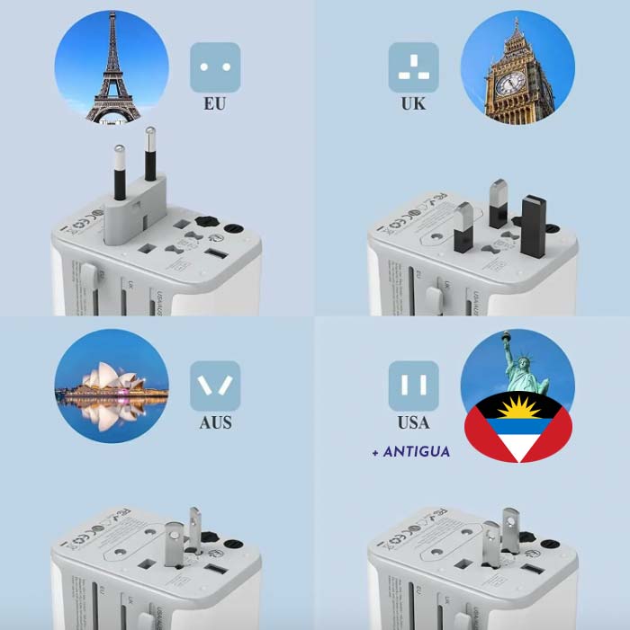 antigua travel adapter