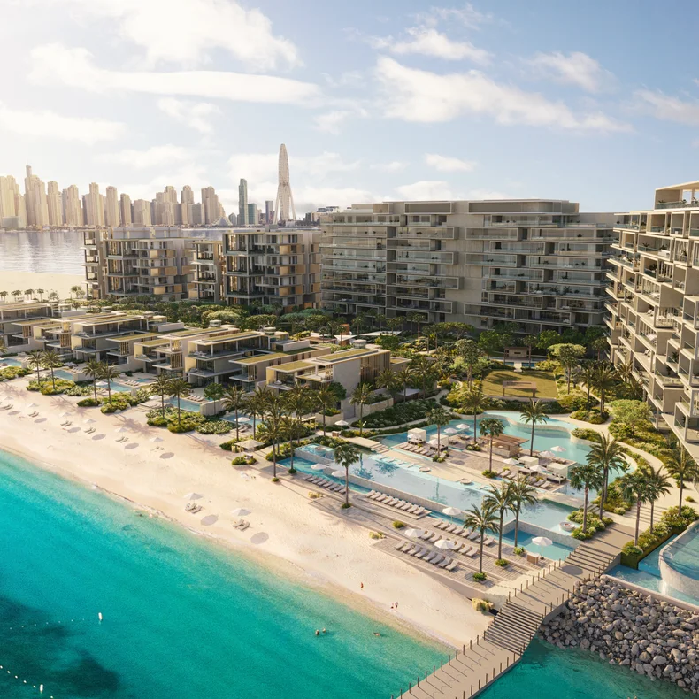 Six Senses Dubai The Palm resort buildings on the beachfront